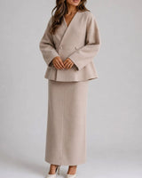 Women’s Peplum Blazer and Maxi Skirt Matching Set-Sets for women-CaldwellVoss
