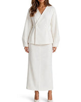 Women’s Peplum Blazer and Maxi Skirt Matching Set-Sets for women-CaldwellVoss