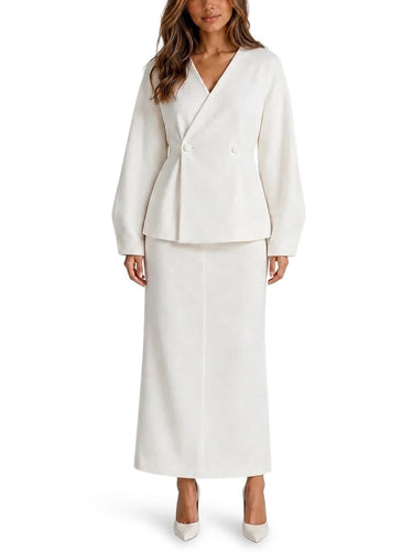 Women’s Peplum Blazer and Maxi Skirt Matching Set-Sets for women-CaldwellVoss