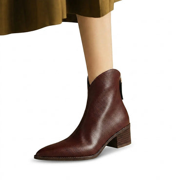 Women’s Pointed Toe Ankle Boots with Block Heel-Footwear for women-CaldwellVoss