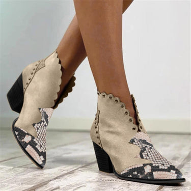 Women’s Pointed Toe Ankle Boots with Scalloped Edges-Footwear for women-CaldwellVoss