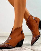 Women’s Pointed Toe Ankle Boots with Scalloped Edges-Footwear for women-CaldwellVoss