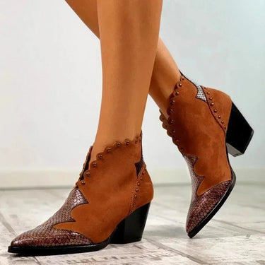 Women’s Pointed Toe Ankle Boots with Scalloped Edges-Footwear for women-CaldwellVoss