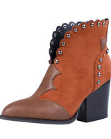Women’s Pointed Toe Ankle Boots with Scalloped Edges-Footwear for women-CaldwellVoss