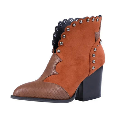 Women’s Pointed Toe Ankle Boots with Scalloped Edges-Footwear for women-CaldwellVoss
