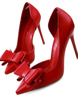 Women’s Pointed Toe Stiletto Pumps with Bow Detail-Footwear for women-CaldwellVoss