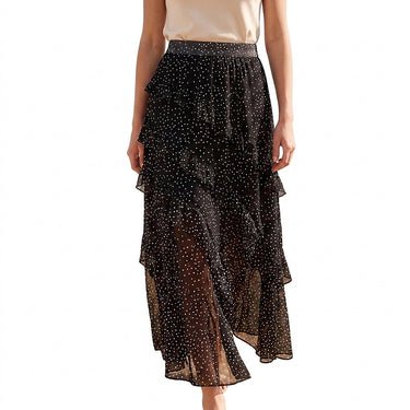 Women’s Polka Dot Ruffled Maxi Skirt-Skirt for women-CaldwellVoss