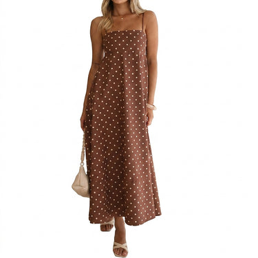 Women's Polka Dot Spaghetti Strap Maxi Dress-Maxi Dress-CaldwellVoss
