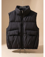 Women’s Puffer Vest with Flap Pockets and Drawcord Hem-Vest for women-CaldwellVoss