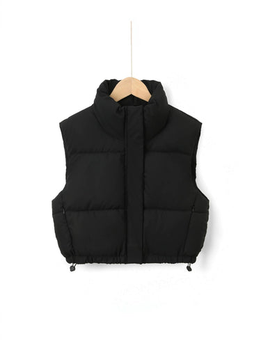 Women’s Puffer Vest with Stand Collar and Drawcord Hem-Vests for women-CaldwellVoss