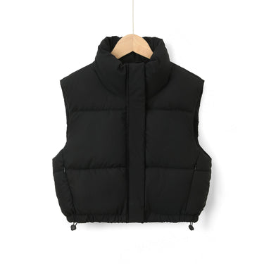Women’s Puffer Vest with Stand Collar and Drawcord Hem-Vests for women-CaldwellVoss