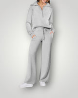 Women’s Quarter-Zip Pullover and Wide Leg Pants Set-Sets for women-CaldwellVoss