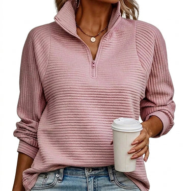 Women’s Quarter Zip Ribbed Texture Pullover-Sweaters for Women-CaldwellVoss