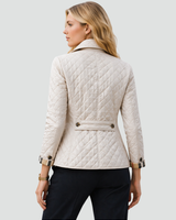 Women’s Quilted Button Front Jacket with Plaid Cuffs-Jacket for women-CaldwellVoss