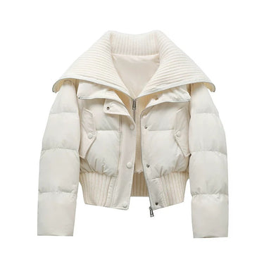 Women’s Quilted Puffer Jacket with Ribbed Knit Collar and Hem-Jacket for women-CaldwellVoss