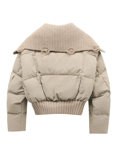 Women’s Quilted Puffer Jacket with Ribbed Knit Collar and Hem-Jacket for women-CaldwellVoss