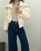 Women’s Quilted Puffer Jacket with Ribbed Knit Collar and Hem-Jacket for women-CaldwellVoss