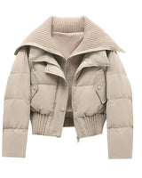 Women’s Quilted Puffer Jacket with Ribbed Knit Collar and Hem-Jacket for women-CaldwellVoss