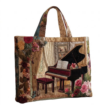 Women’s Quilted Tote Bag with Piano Motif-Accessories for Women-CaldwellVoss