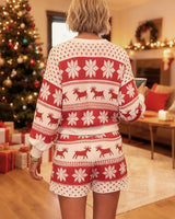 Women’s Reindeer Snowflake Print Matching Set-Sets for women-CaldwellVoss