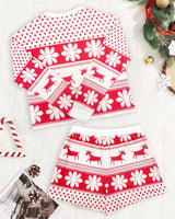 Women’s Reindeer Snowflake Print Matching Set-Sets for women-CaldwellVoss
