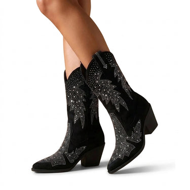 Women’s Rhinestone Embellished Western Boots-Footwear for women-CaldwellVoss
