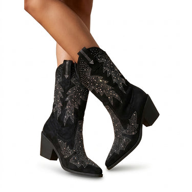Women’s Rhinestone Embellished Western Boots-Footwear for women-CaldwellVoss