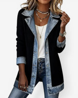 Women’s Ribbed Knit Jacket with Denim Trim-Jacket for women-CaldwellVoss