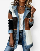 Women’s Ribbed Knit Jacket with Denim Trim-Jacket for women-CaldwellVoss