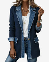 Women’s Ribbed Knit Jacket with Denim Trim-Jacket for women-CaldwellVoss