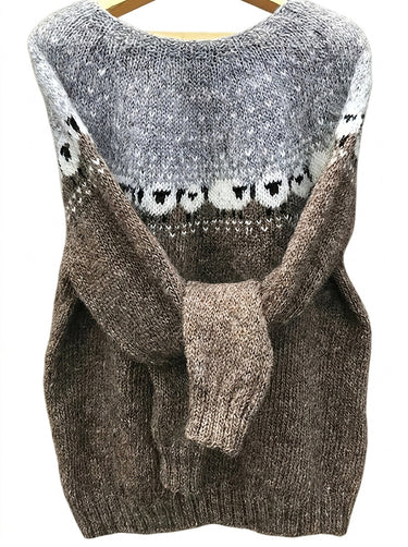 Women’s Sheep Jacquard Knit Sweater-Sweaters for Women-CaldwellVoss