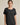 Women's Short Sleeve Linen Blouse with Button Detail Black
