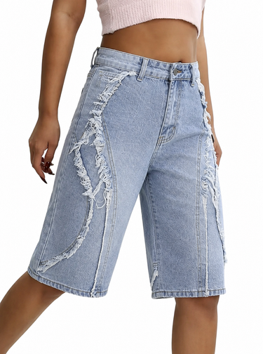 Women's Shorts with Decorative Wavy Panels-Shorts for women-CaldwellVoss