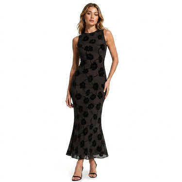 Women’s Sleeveless Floral Pattern Midi Dress-Midi Dress-CaldwellVoss