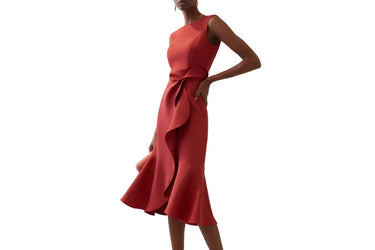 Women’s Sleeveless Midi Dress with Asymmetric Waist Detail-Midi Dress-CaldwellVoss