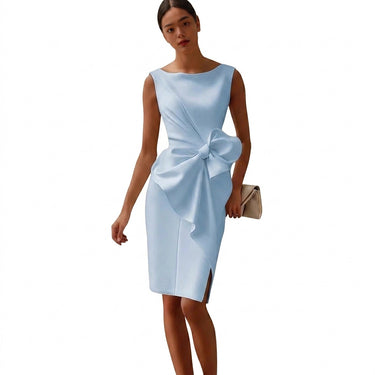 Women’s Sleeveless Midi Dress with Bow Detail Blue