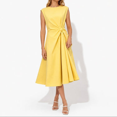 Women’s Sleeveless Midi Dress with Side Knot-Midi Dress-CaldwellVoss
