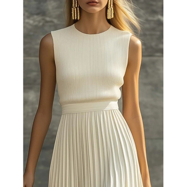 Women’s Sleeveless Pleated Maxi Dress-Maxi Dress-CaldwellVoss