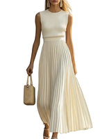 Women’s Sleeveless Pleated Maxi Dress-Maxi Dress-CaldwellVoss