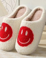 Women’s Smiley Face Fuzzy Slippers-Footwear for women-CaldwellVoss