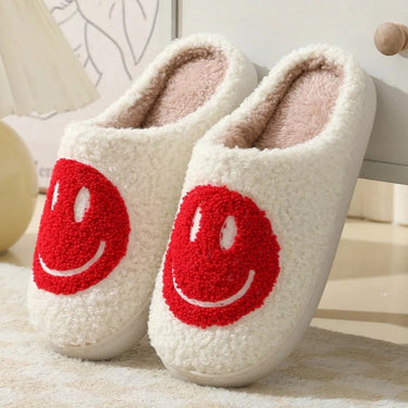 Women’s Smiley Face Fuzzy Slippers-Footwear for women-CaldwellVoss