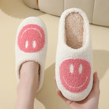 Women’s Smiley Face Fuzzy Slippers-Footwear for women-CaldwellVoss