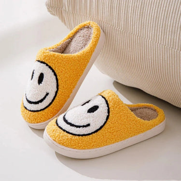 Women’s Smiley Face Fuzzy Slippers-Footwear for women-CaldwellVoss