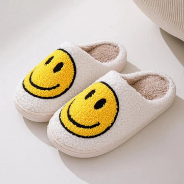 Women’s Smiley Face Fuzzy Slippers-Footwear for women-CaldwellVoss