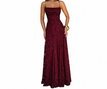 Women’s Spaghetti Strap Textured Maxi Dress with Ruched Bodice-Maxi Dress-CaldwellVoss