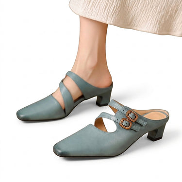 Women’s Square Toe Dual-Strap Mules-Footwear for women-CaldwellVoss