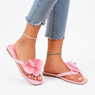 Women’s Square-Toe Floral Thong Sandals-Footwear for women-CaldwellVoss