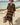 Women’s Striped V-Neck Kaftan Dress Brown Black