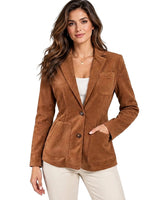Women’s Suede Blazer with Patch Pockets-Blazers for women-CaldwellVoss