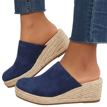 Women’s Suede Espadrille Wedge Mules-Footwear for women-CaldwellVoss